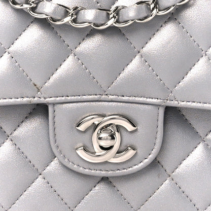 Chanel Metallic Lambskin Quilted Medium Double Flap Silver 9 of 12