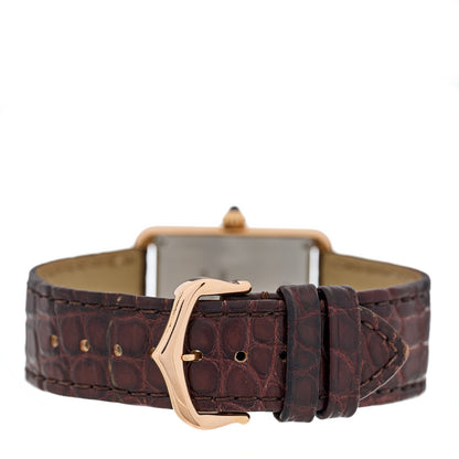 Cartier Stainless Steel 18K Pink Gold Alligator 24mm Tank Solo Quartz Watch Brown 3 of 5