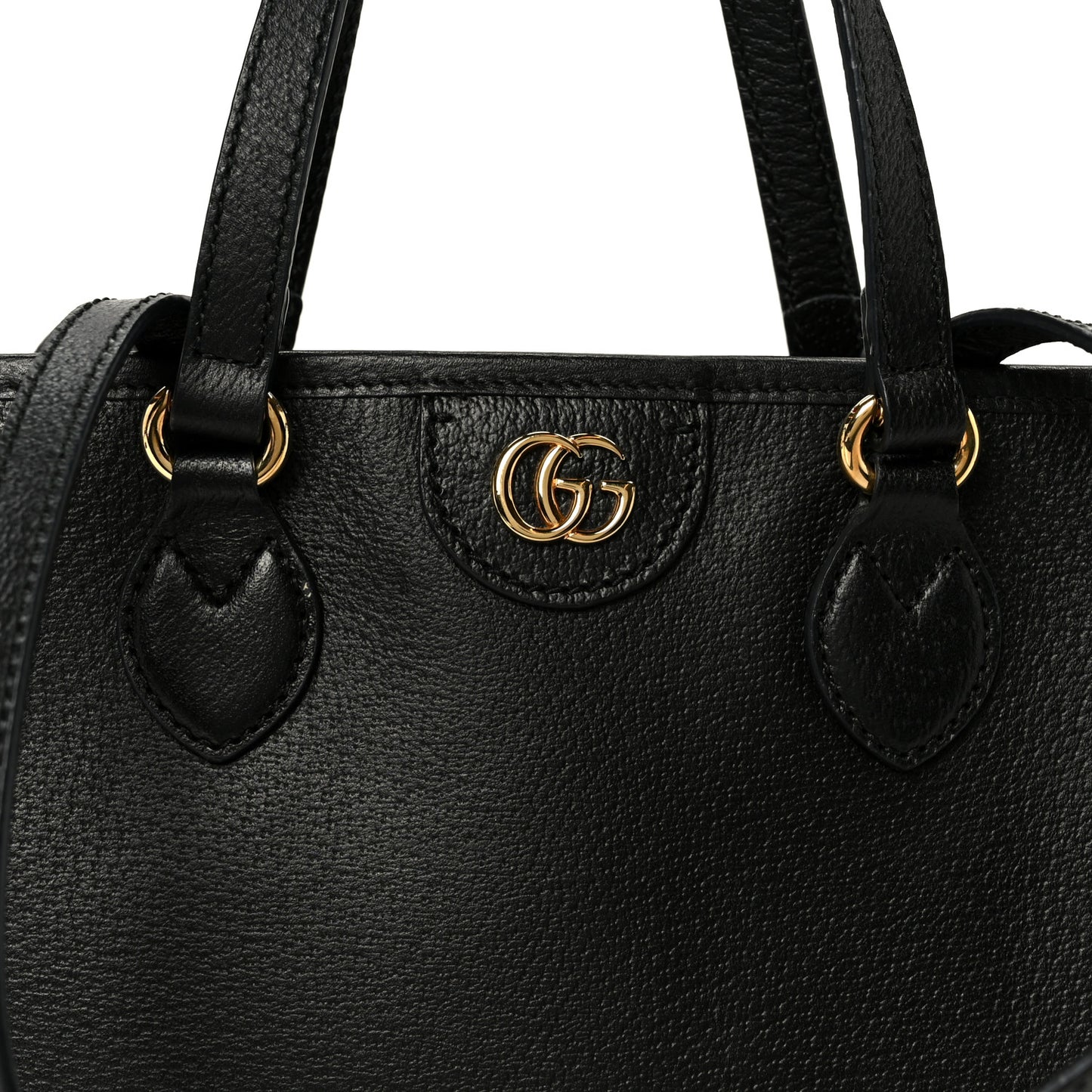 Textured Dollar Calfskin Small Ophidia Shoulder Tote Bag Black