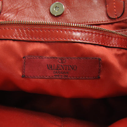 Valentino Garavani Leather Pleated Rosette Tote Red 7 of 9