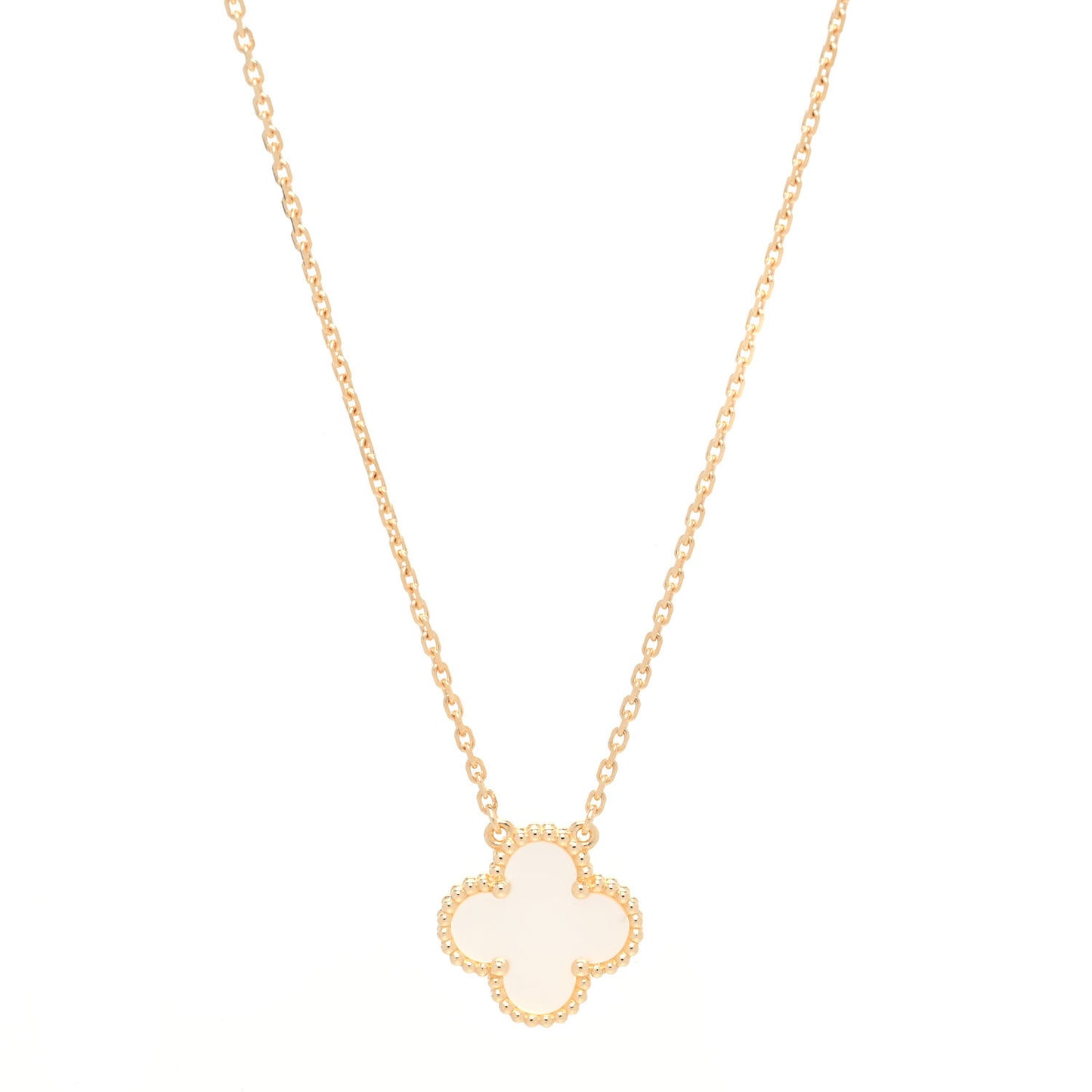 18K Yellow Gold Mother of Pearl Vintage Alhambra Pendant Necklace