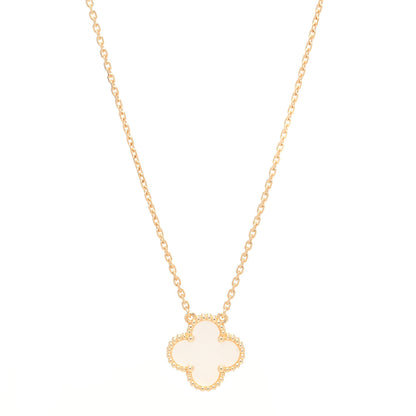 Van Cleef & Arpels 18K Yellow Gold Mother of Pearl Vintage Alhambra Pendant Necklace 1 of 8