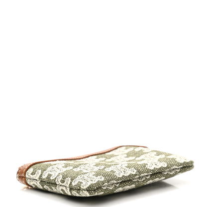 Celine Triomphe Canvas Calfskin Coin and Card Pouch Khaki 4 of 7