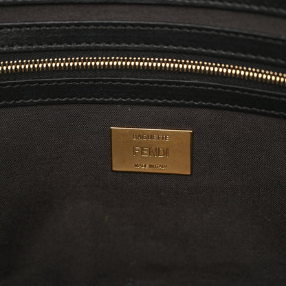Fendi Shearling Vitello Dolce Macro FF 1974 Large Baguette Tobacco Black 6 of 10