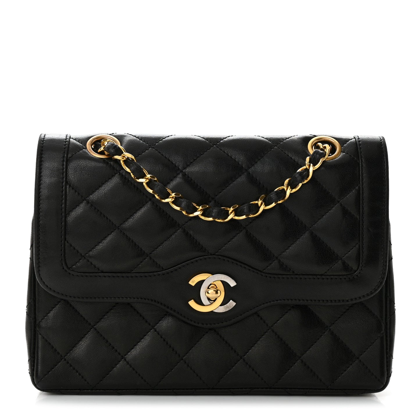 Lambskin Quilted Small Double Flap Bag Black