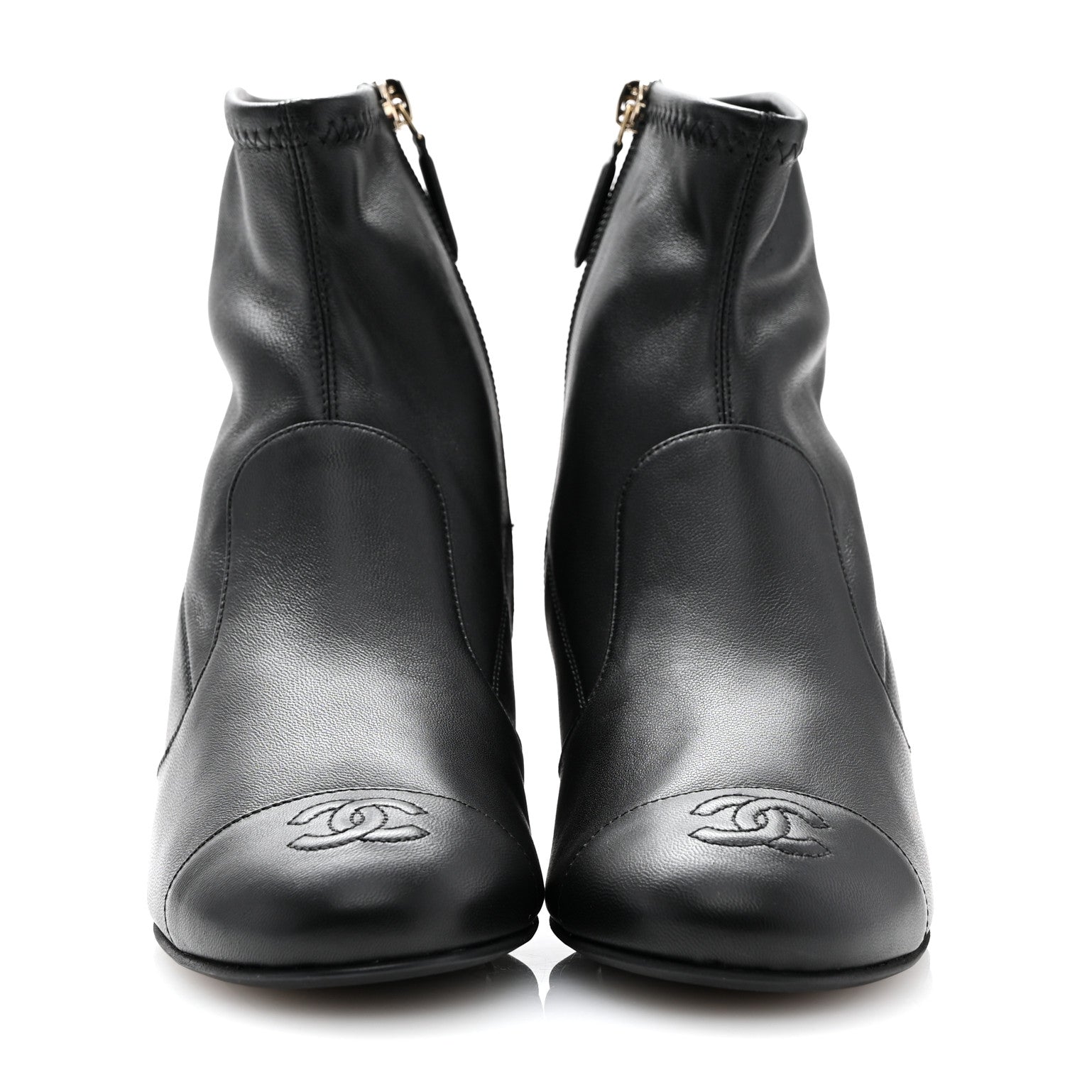 Chanel Lambskin Ankle Boots 37.5 Black 3 of 9
