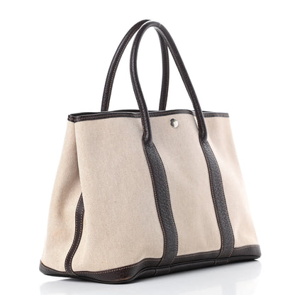Hermes Toile Buffle Gala Garden Party Tote 36 MM Marron Fonce 3 of 13