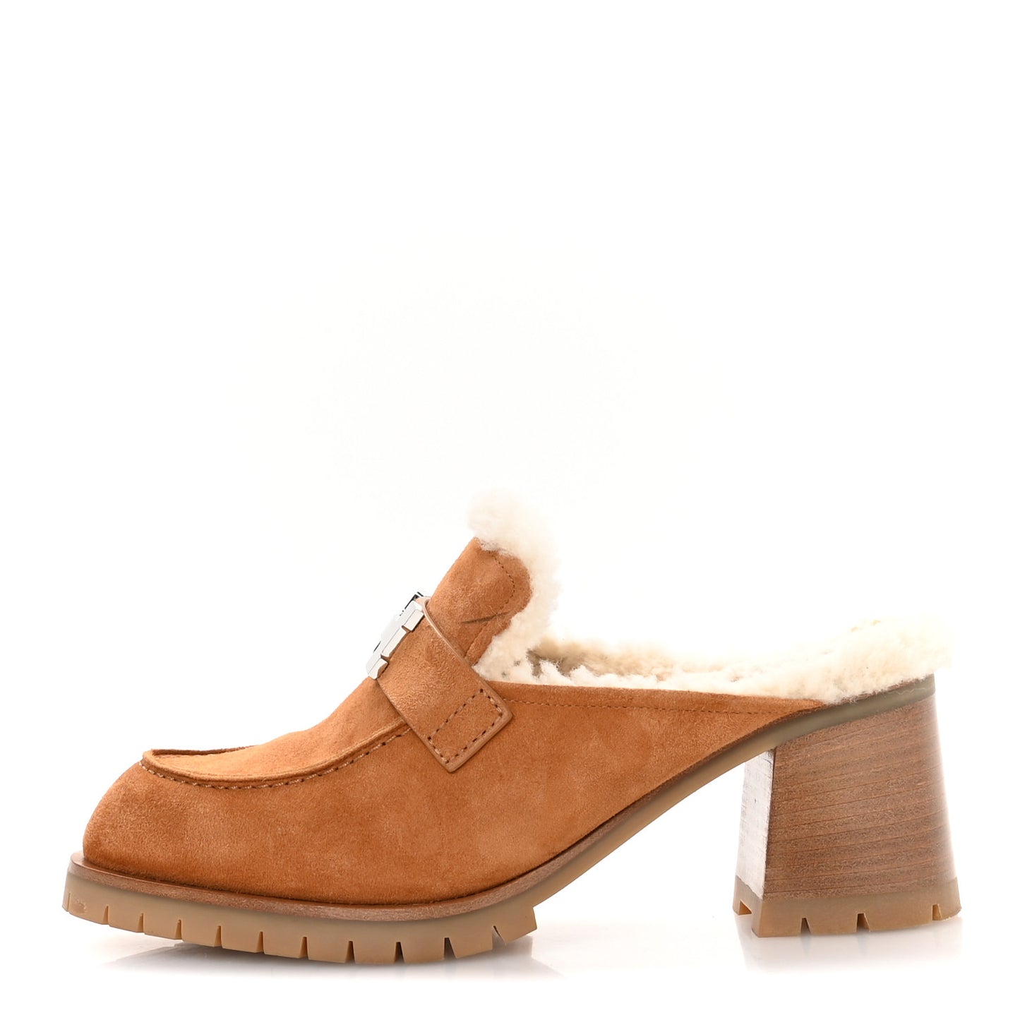 Suede Goatskin Woolskin Flore 60 Mules 38.5 Brun Amourette Ecru