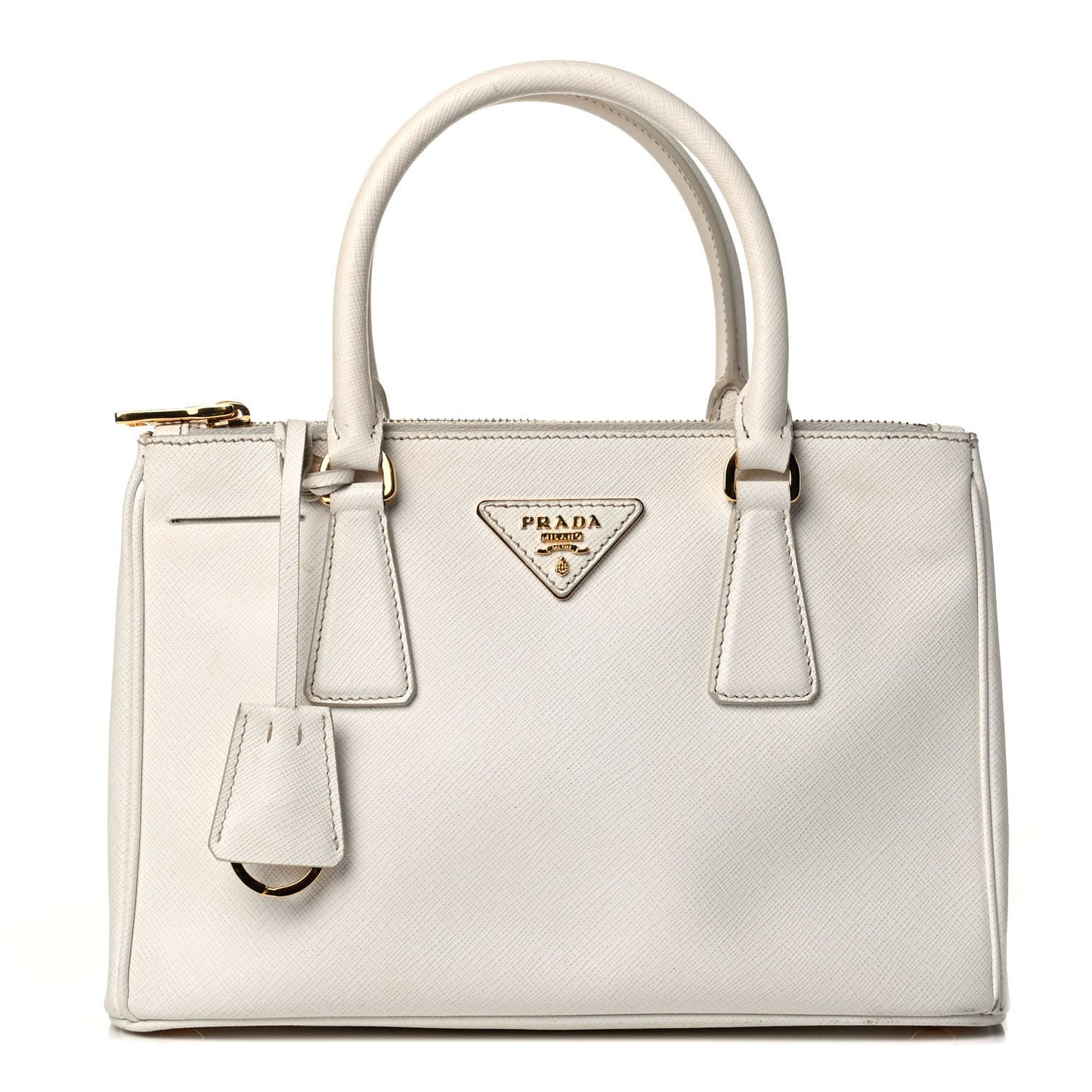 Saffiano Small Galleria Double Zip Tote Talco