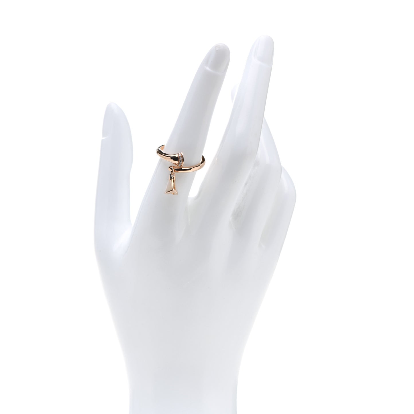 18K Rose Gold Diamond Mother of Pearl Divas' Dream Charm Ring 55 7.25