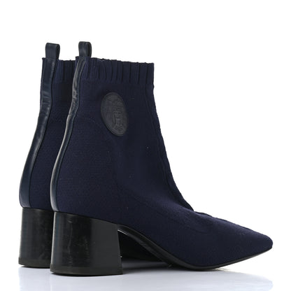 Hermes Knit Calfskin Volver Ankle Boots 36.5 Bleu Diplomatique 4 of 10