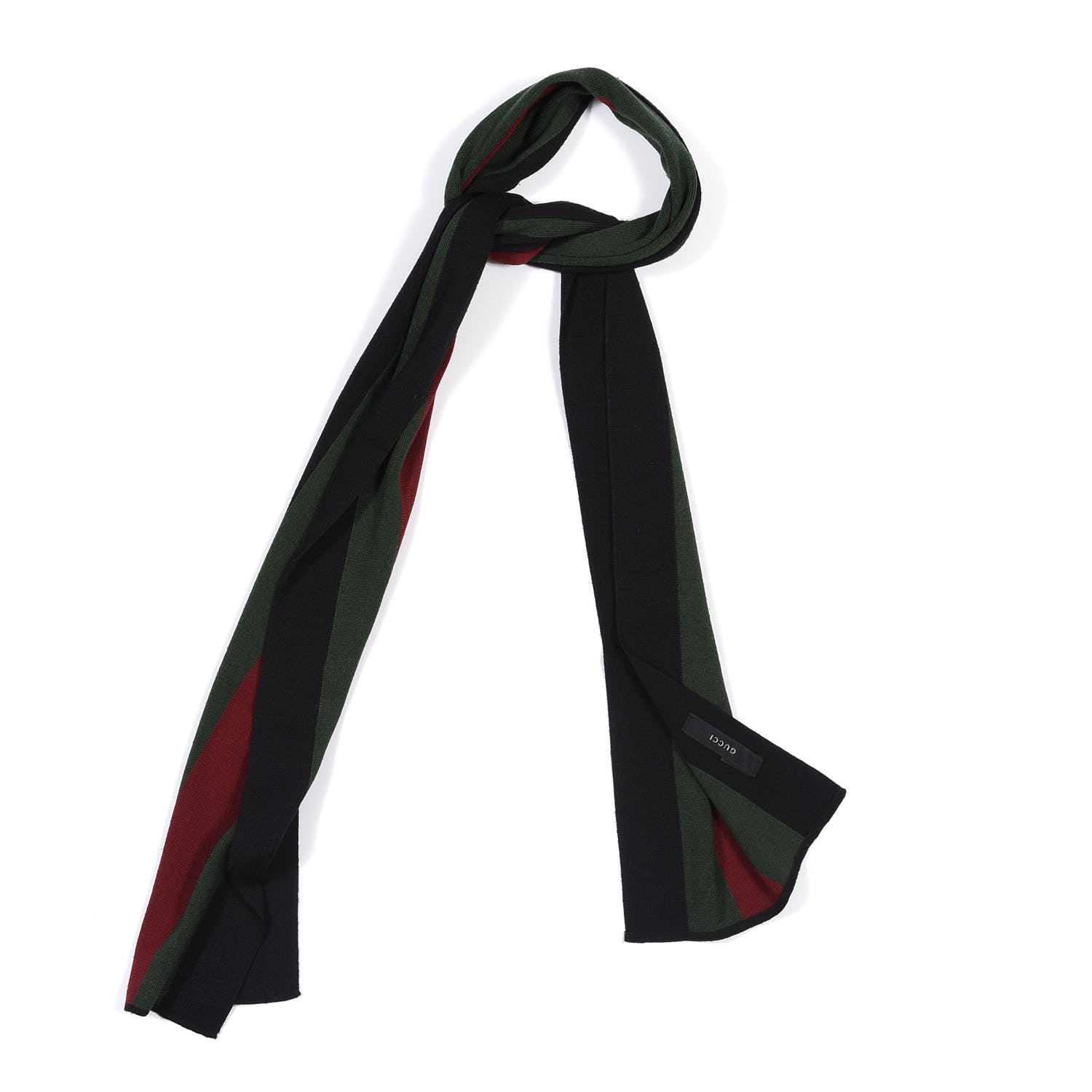 Gucci Wool Silk Web Scarf Black 1 of 4