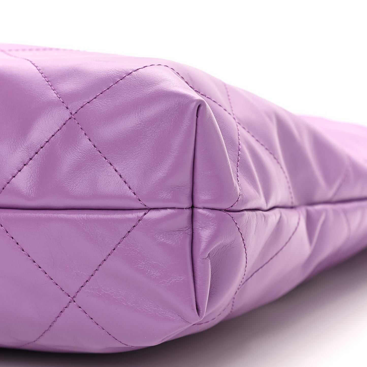 Shiny Calfskin Quilted Small Chanel 22 Purple