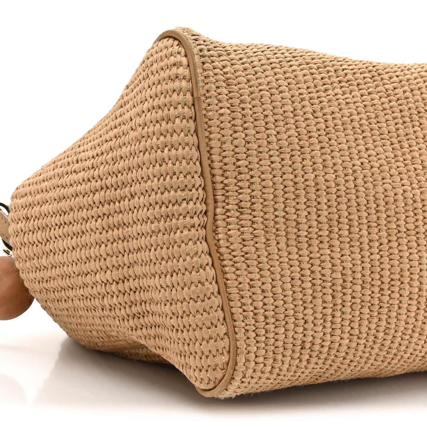 Cotton Raffia Puffy Pouch Clutch Bag