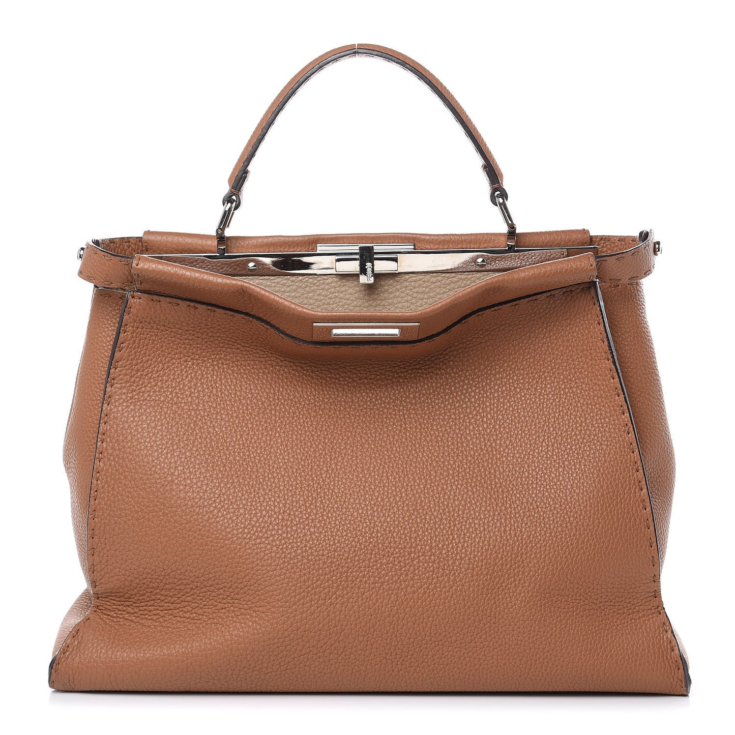 Cuoio Romano Selleria Bi-Color Large Peekaboo Iconic Satchel Mou Deserto