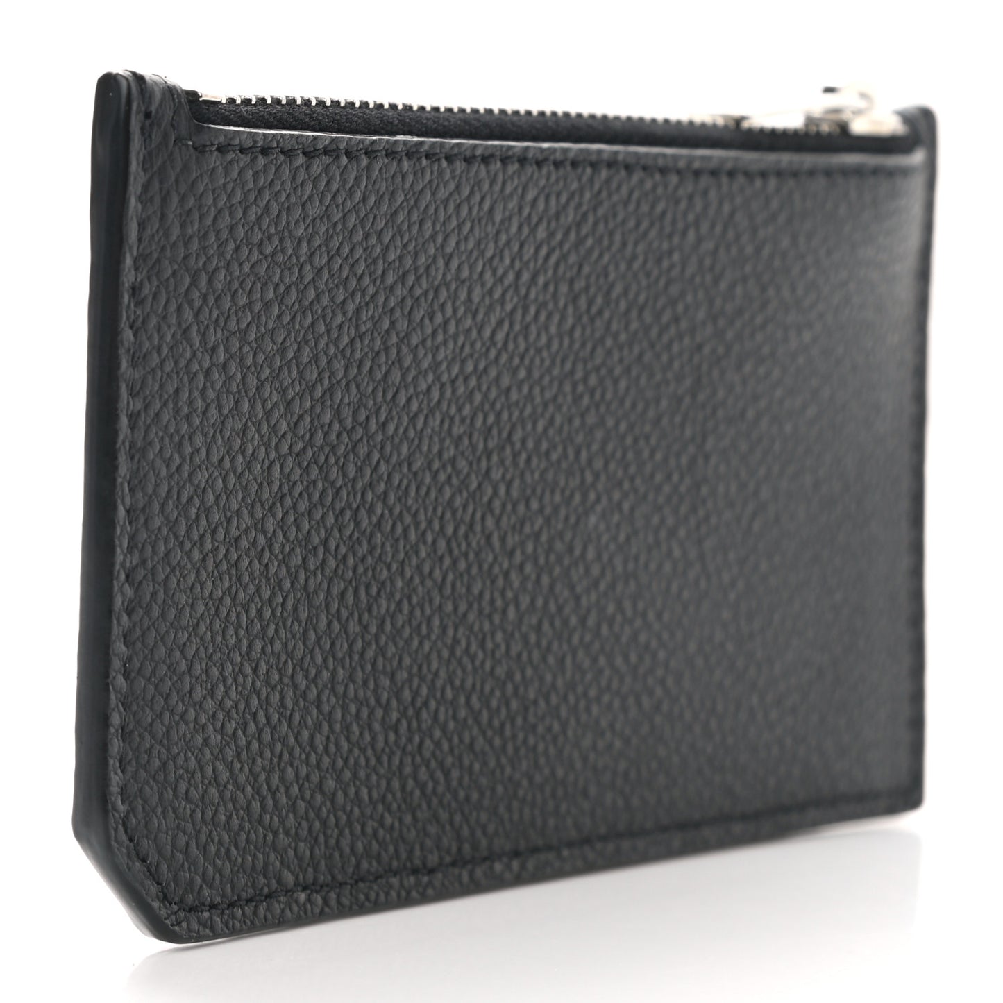 Grained Calfskin 5 Fragments Zip Pouch Card Holder Black