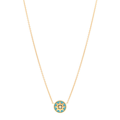 Christian Dior 18K Yellow Gold Diamond Turquoise Rose Des Vents Necklace 1 of 5