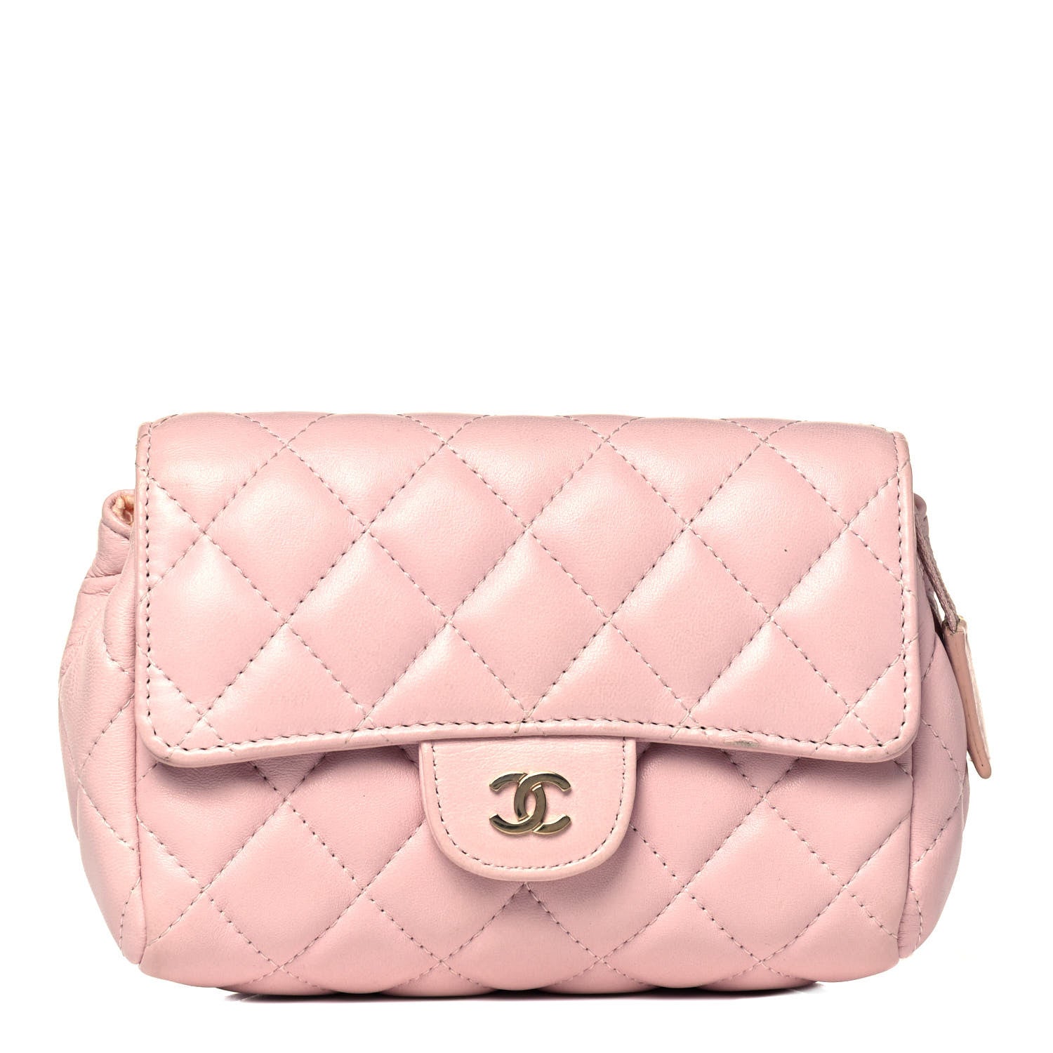 Chanel Lambskin Quilted Flap Cosmetic Case Light Pink 1 of 9