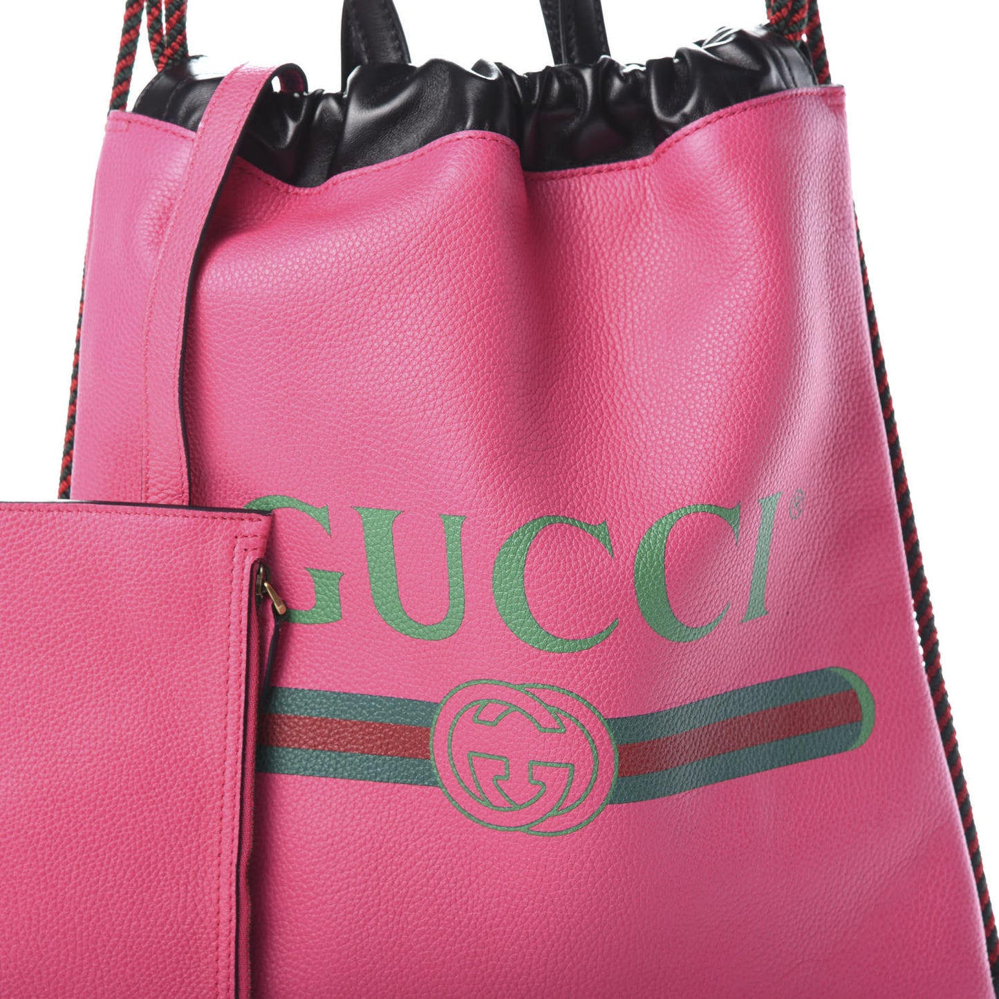 Grained Calfskin Logo Drawstring Backpack Box Pink Green Black