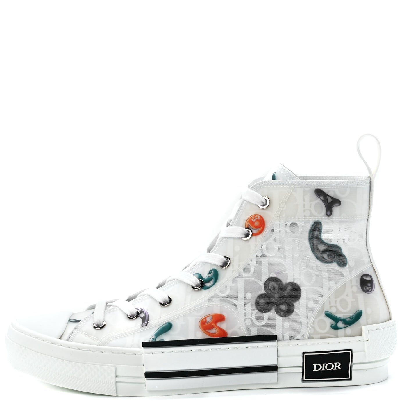 X KENNY SCHARF Technical Canvas Oblique Patch Mens B23 High Top Sneakers 42 White Blue