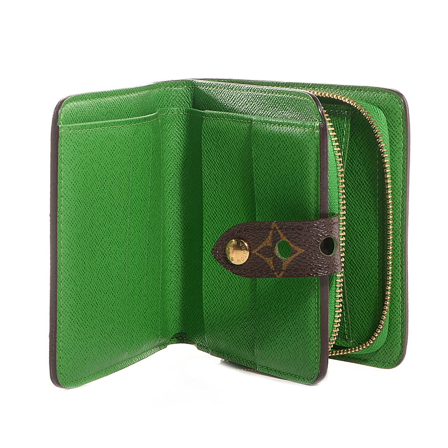 Monogram Perforated Compact Zipped Wallet Green