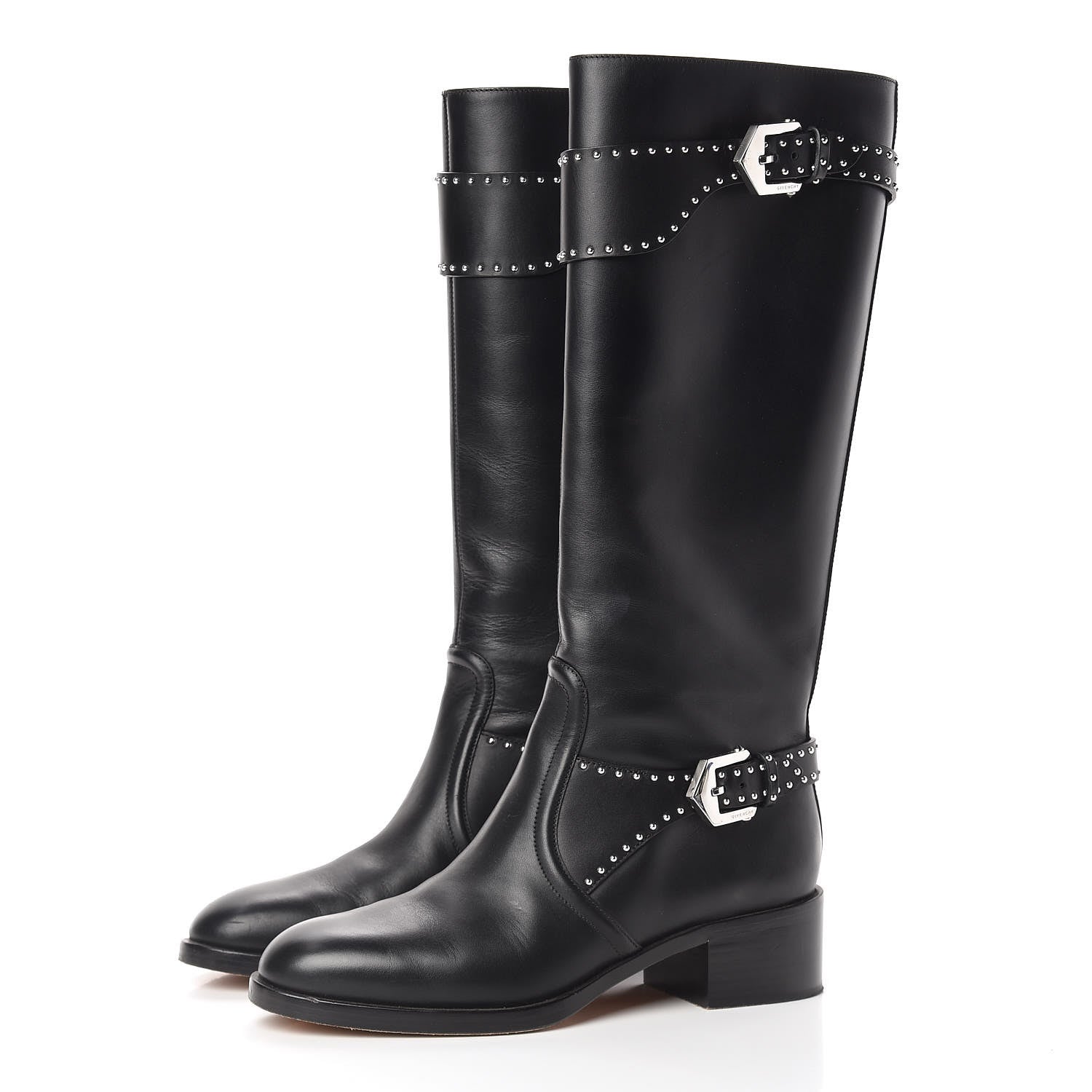Givenchy Calfskin Studded Riding Boots 39 Black 3 of 14