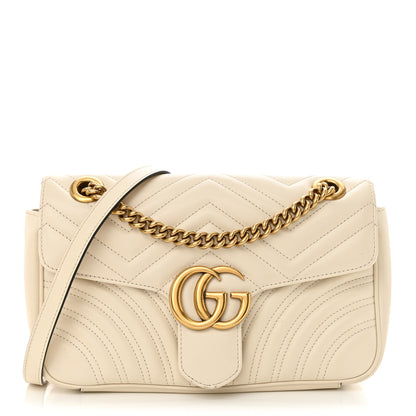 Gucci Calfskin Matelasse Small GG Marmont Shoulder Bag White 1 of 14