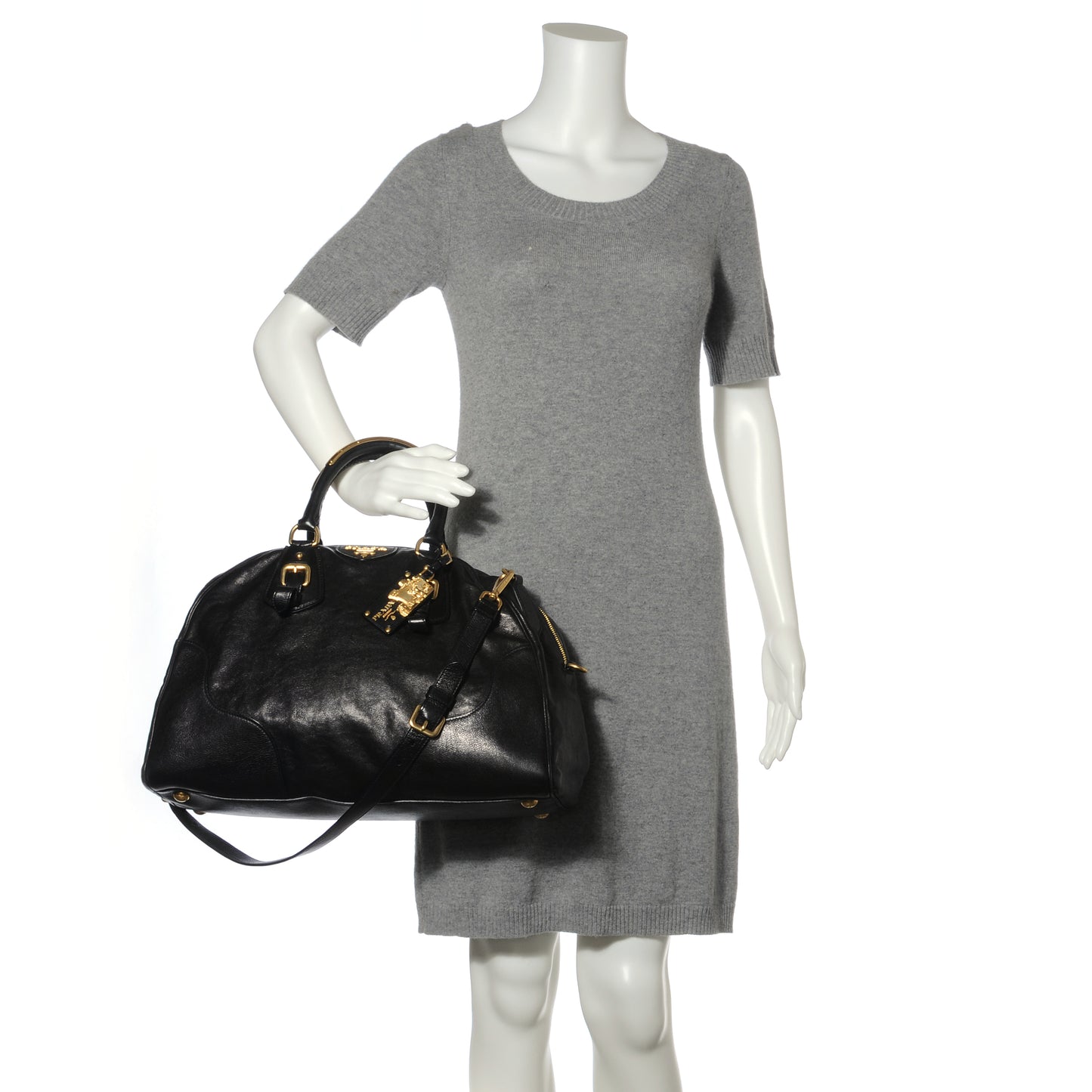 Glace Calf Large Dome Satchel Black
