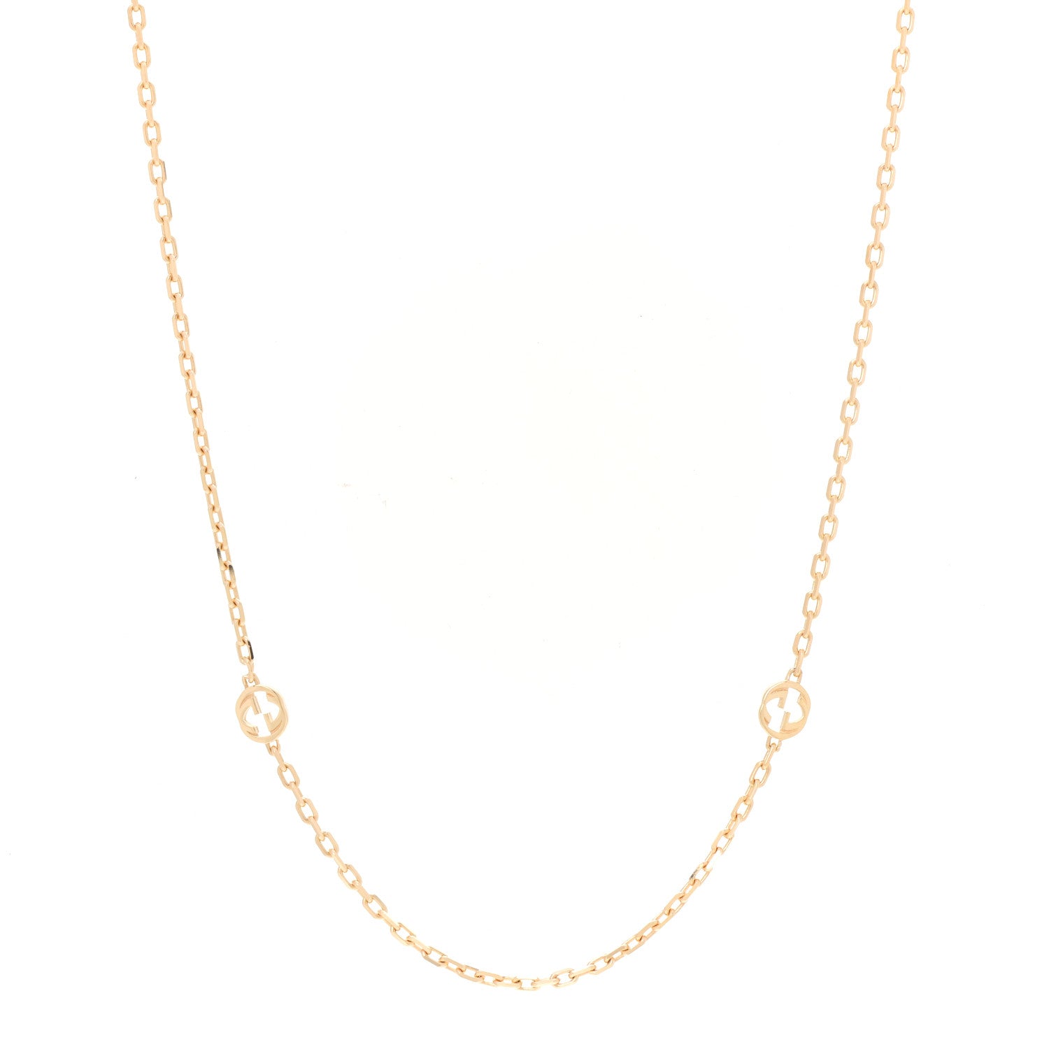 Gucci 18K Yellow Gold Running GG Station Necklace 1 of 6