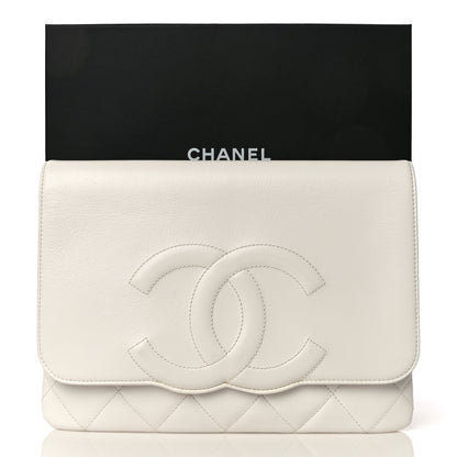 Chanel Goatskin Quilted Timeless CC Clutch White 17 of 17