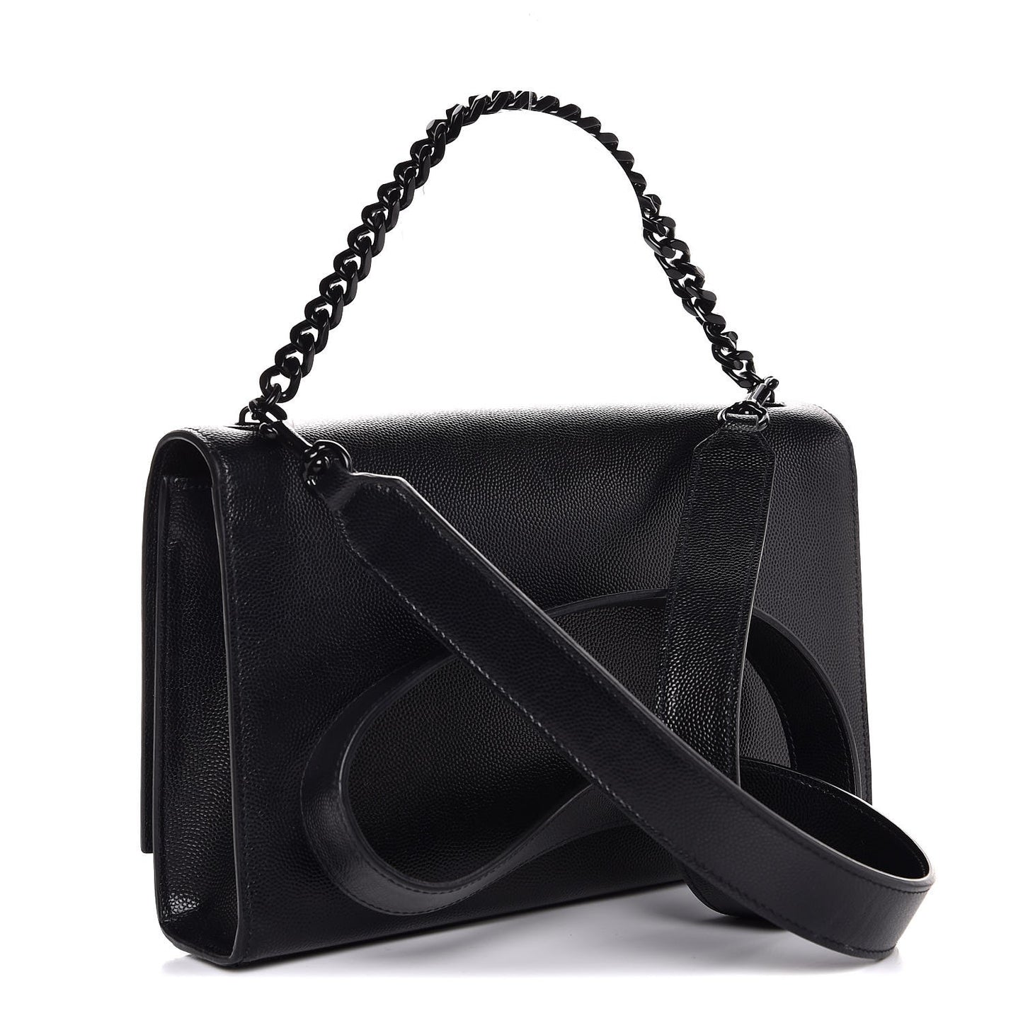Grain De Poudre Medium Classic Monogram Kate Double Handle Satchel Black