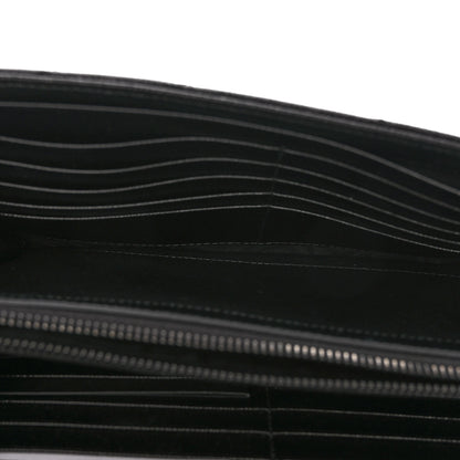 Saint Laurent Grain De Poudre Matelasse Chevron Monogram Monochrome Chain Wallet Black 5 of 9