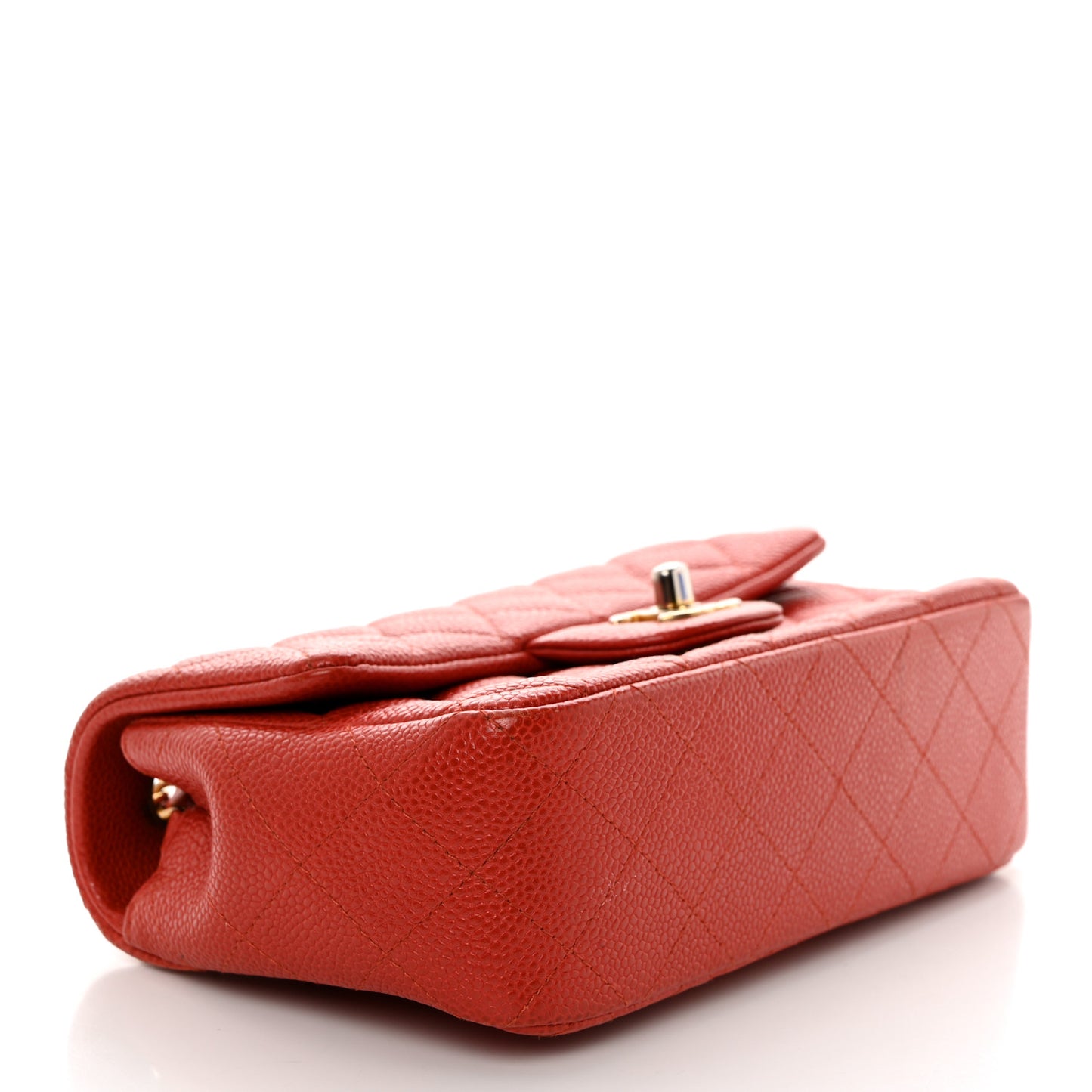 Pearly Caviar Quilted Mini Rectangular Flap Orange