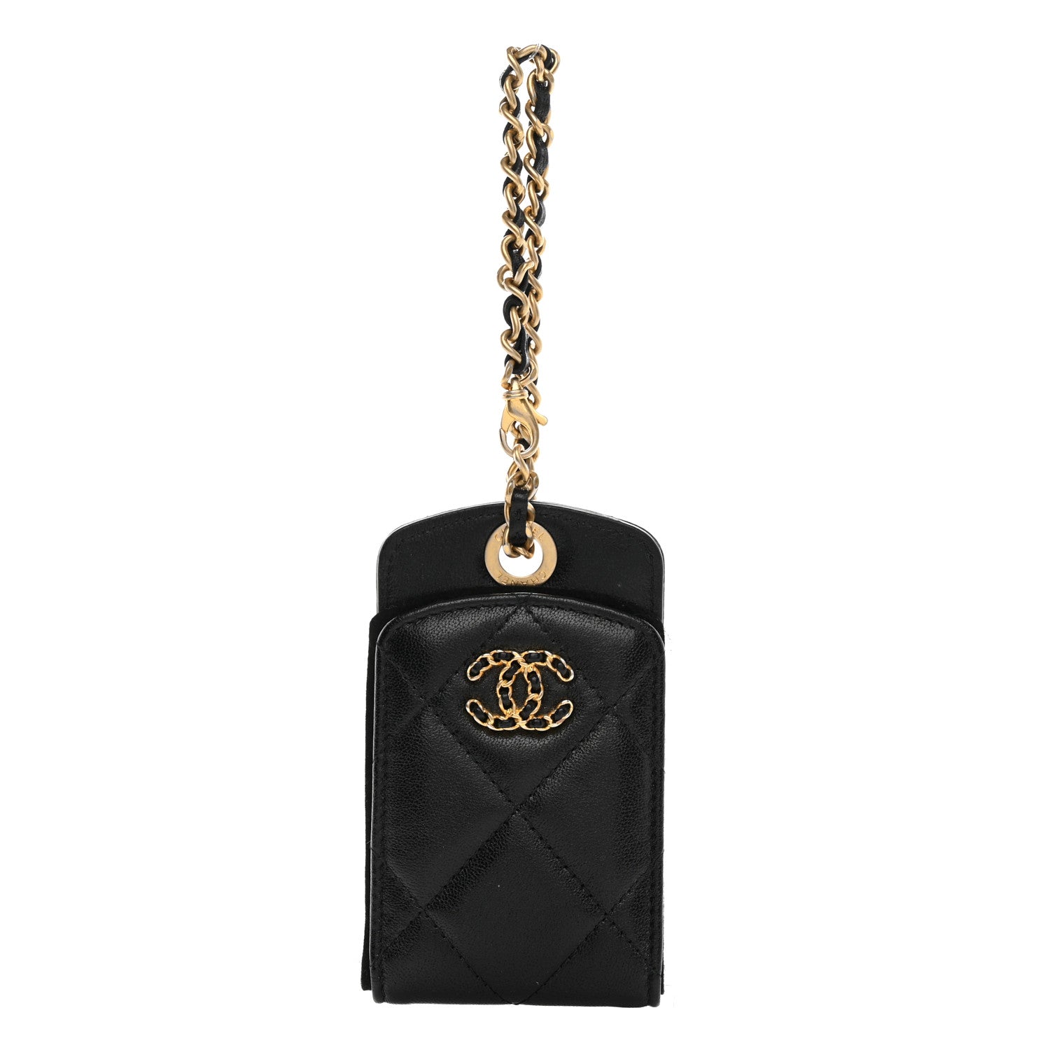 Chanel Lambskin Quilted Chanel 19 Luggage Tag Black 1 of 7