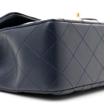 Chanel Lambskin Quilted Mini Rectangular Flap Dark Blue 9 of 10