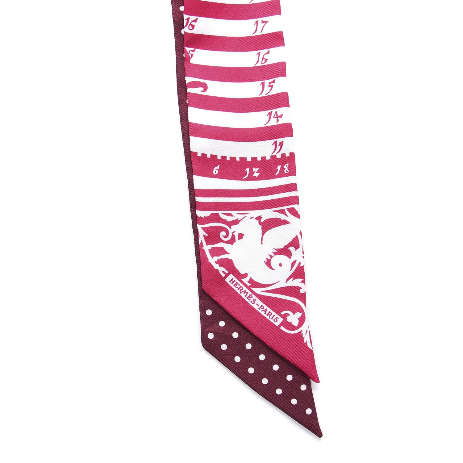 Hermes Silk Astrologie a Pois Twilly Fuchsia White Bordeaux 4 of 4