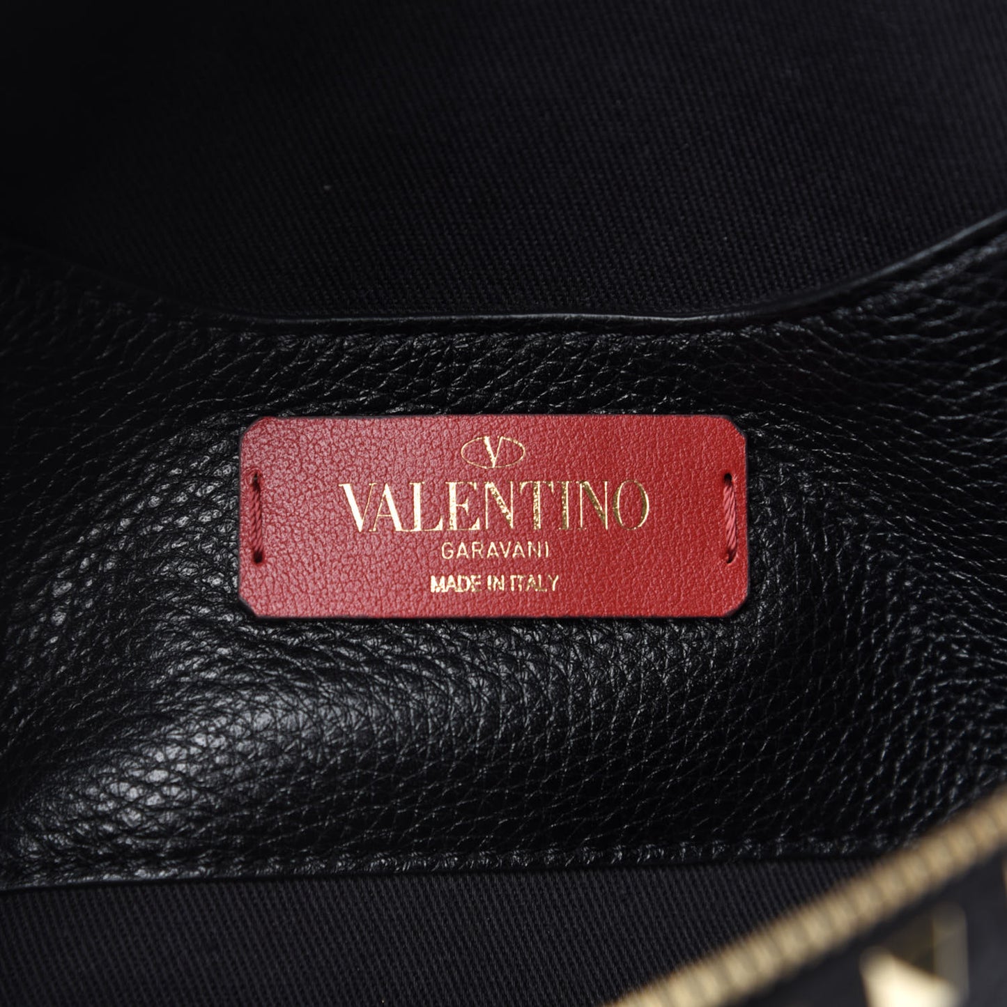 Grainy Calfskin Rockstud Belt Bag Black