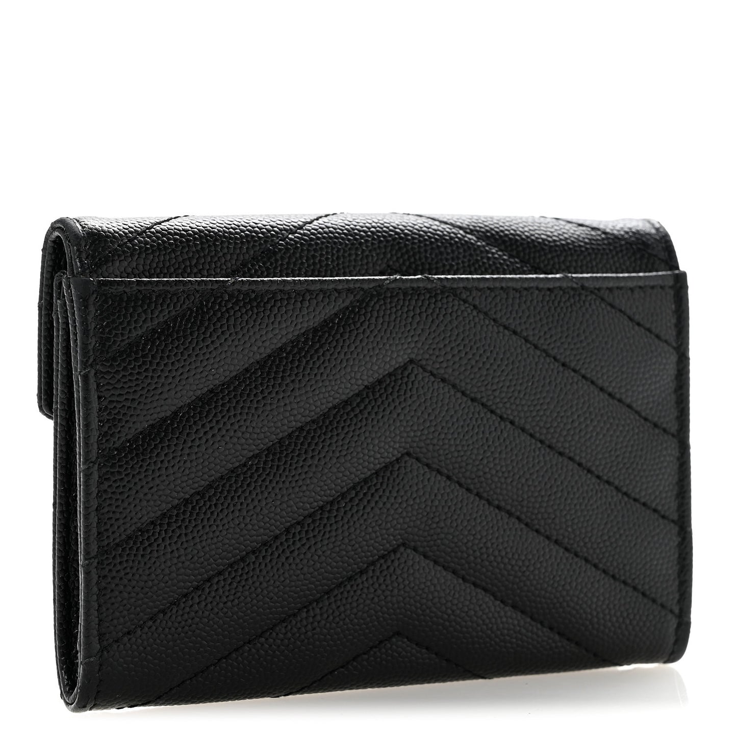 Grain De Poudre Matelasse Chevron Small Monogram Envelope Wallet Black
