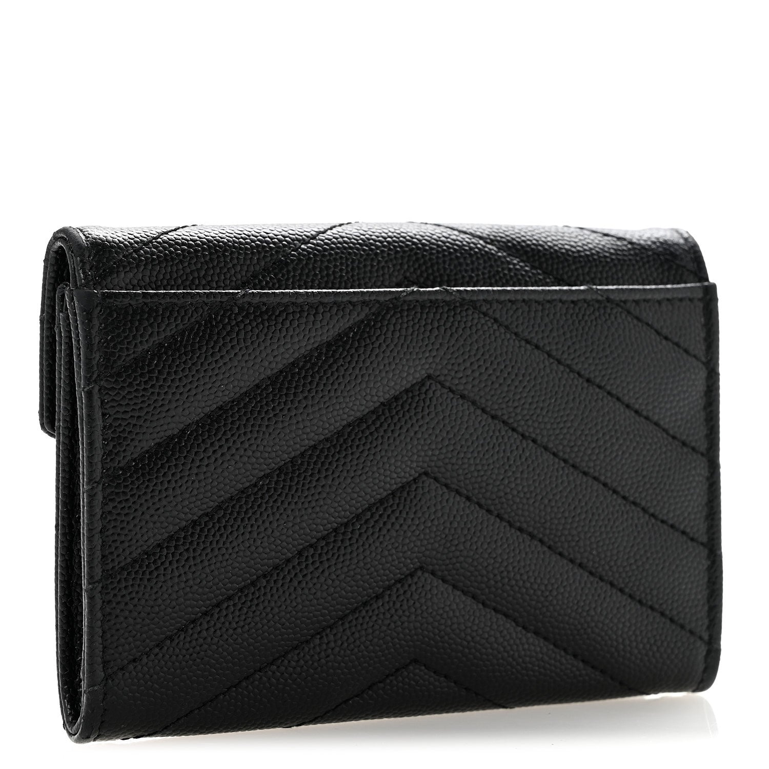 Saint Laurent Grain De Poudre Matelasse Chevron Small Monogram Envelope Wallet Black 3 of 11