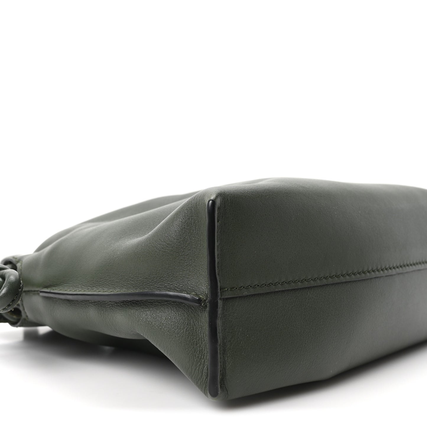 Calfskin Mini Flamenco Knot Clutch Dark Khaki