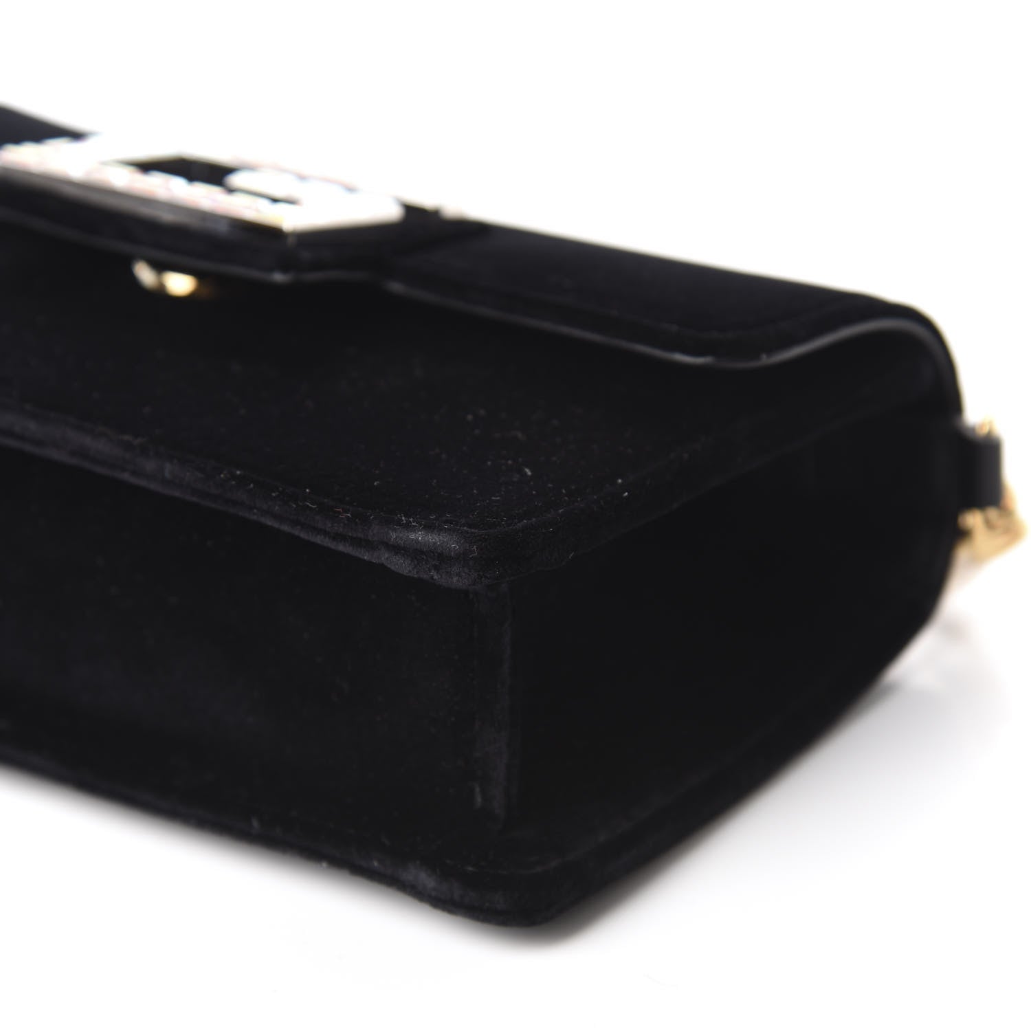 Gucci Velvet Crystal Square G Shoulder Bag Black 7 of 11