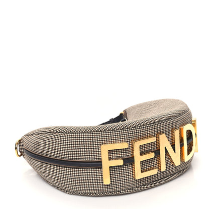 Fendi Wool Vitello Grace Small Houndstooth Small Fendigraphy Hobo Bag Beige Ebano 4 of 10