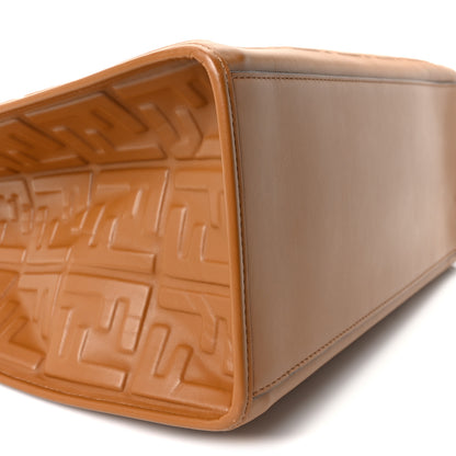 Fendi Vitello Plexiglass FF Embossed Medium Fendi Sunshine Shopper Tote Caramello 9 of 10