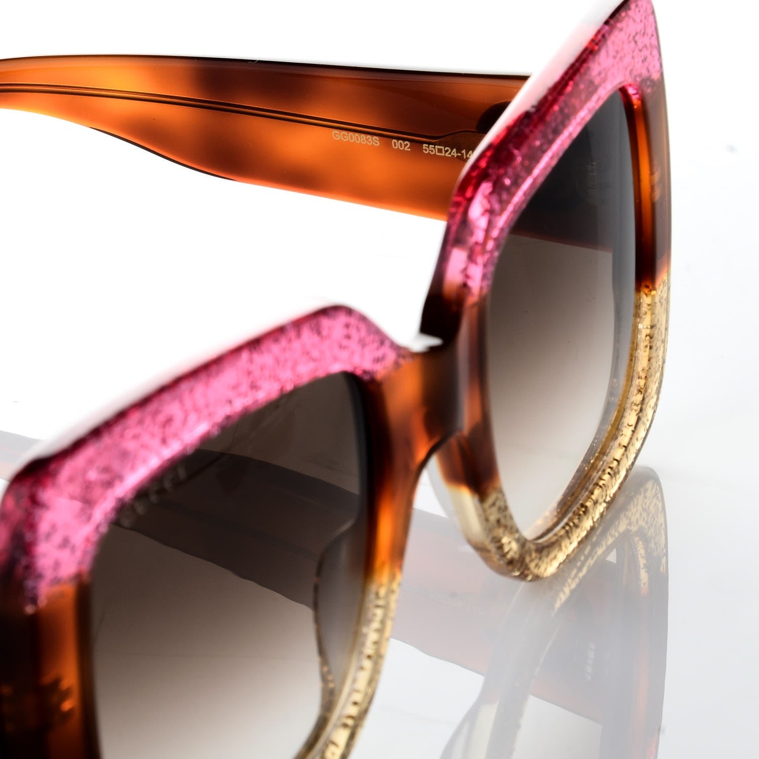 Gucci Square Frame GG0083S Sunglasses Glitter Pink Multi 5 of 7