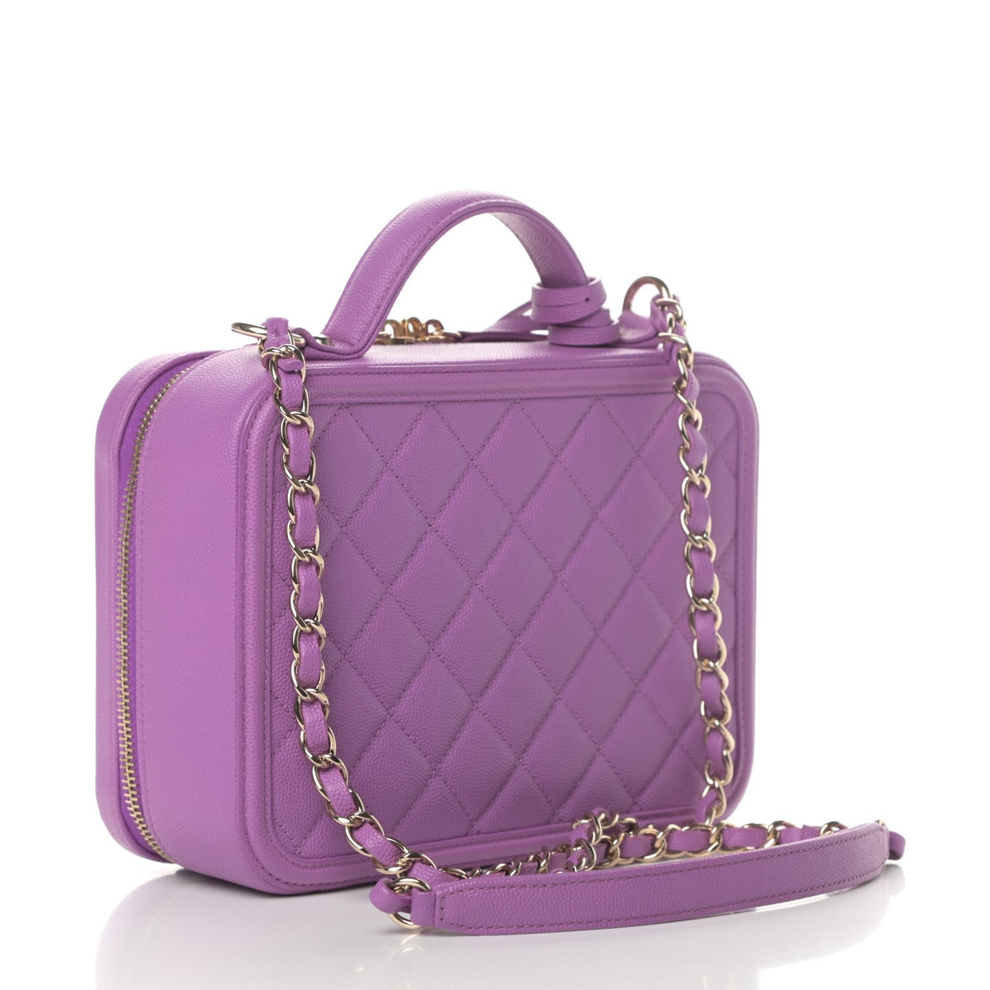 Caviar Quilted Medium CC Filigree Vanity Case Purple