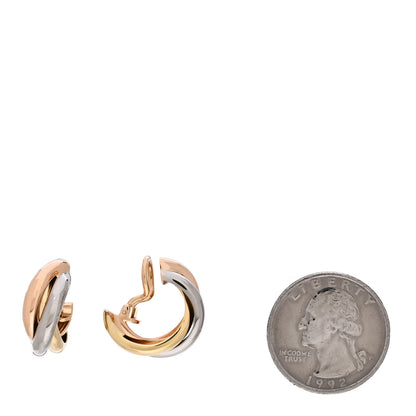 Cartier 18K Pink Yellow White Gold 7mm Trinity Clip-On Earrings 2 of 5
