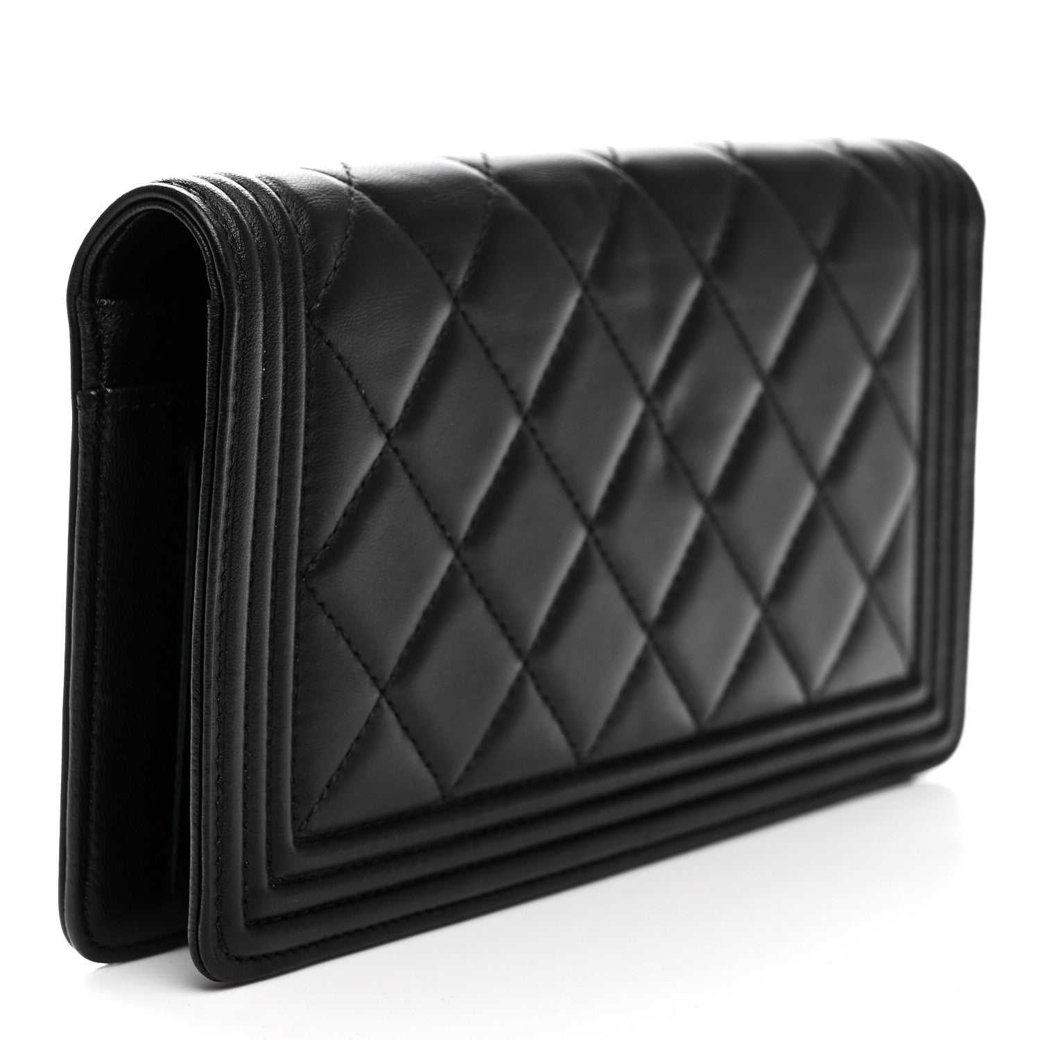 Chanel Lambskin Quilted Boy Yen Wallet Black 3 of 7