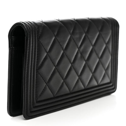 Chanel Lambskin Quilted Boy Yen Wallet Black 3 of 7