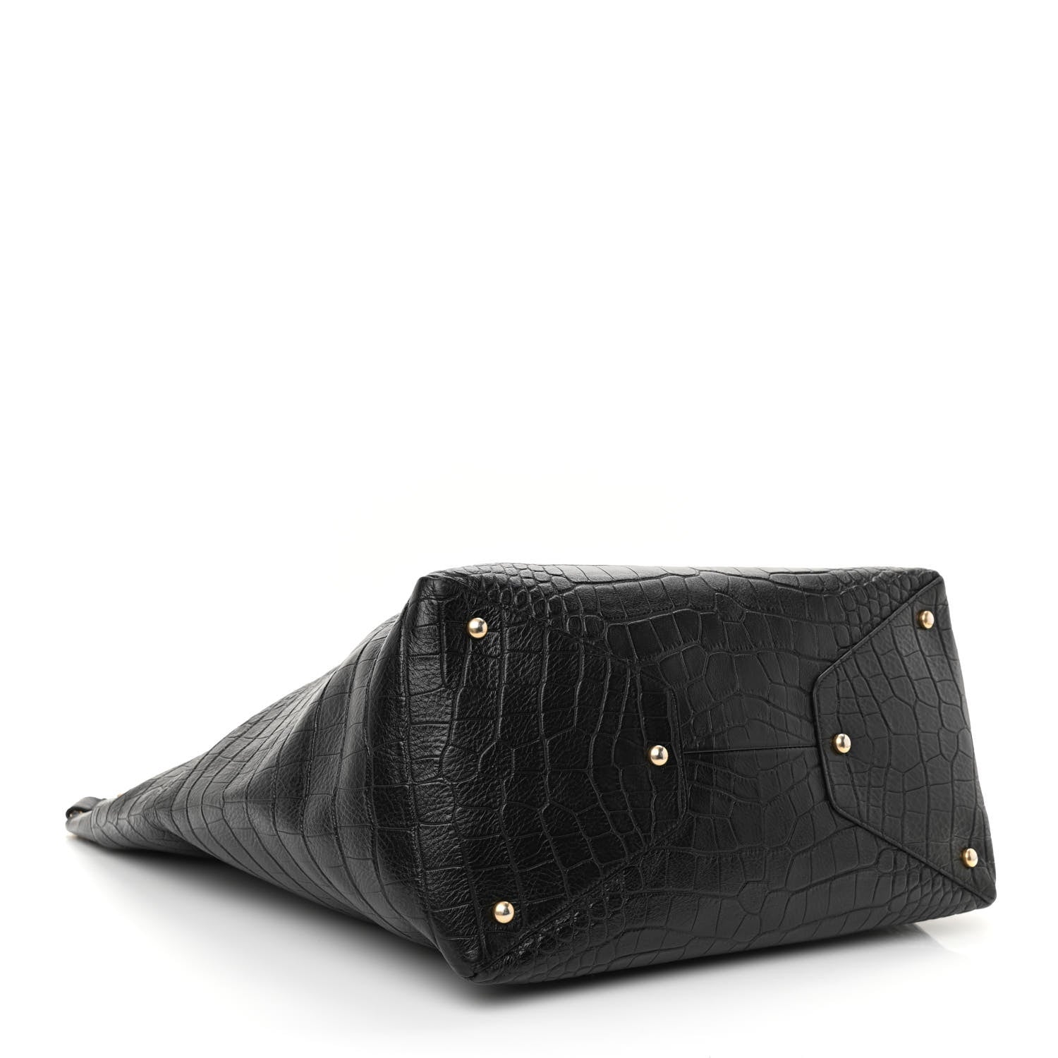 Chanel Calfskin Crocodile Embossed Large Cocodile Shopping Tote Black 4 of 10