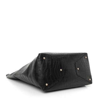 Chanel Calfskin Crocodile Embossed Large Cocodile Shopping Tote Black 4 of 10